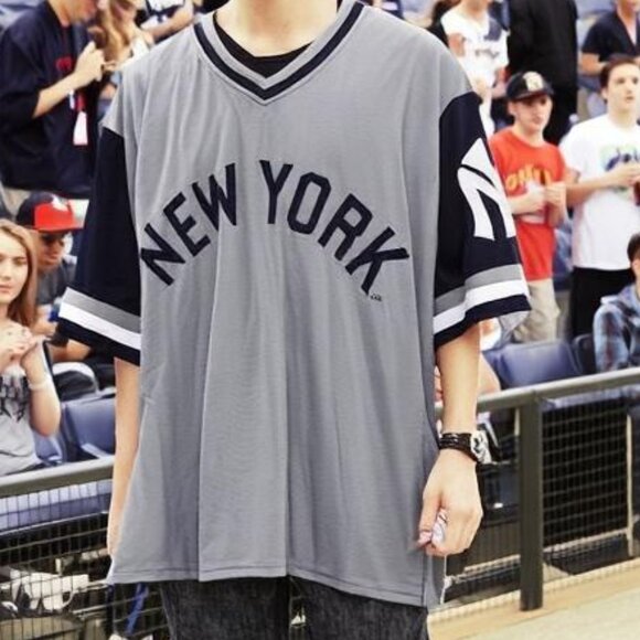 Cooperstown Collection Jersey Shirt N.Y. Baseball Men's Size 2XL Gray/Blue - Picture 1 of 5